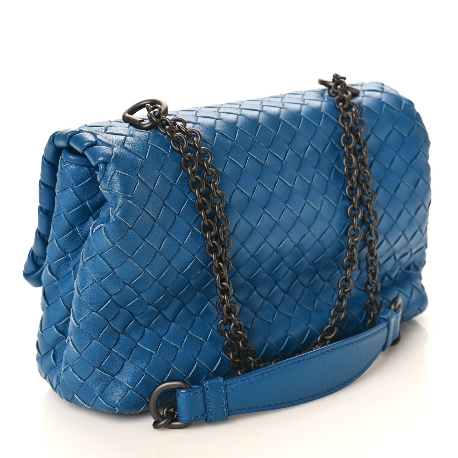 Bottega Veneta Nappa Intrecciato Baby Olimpia Shoulder Bag Blue 3 of 13