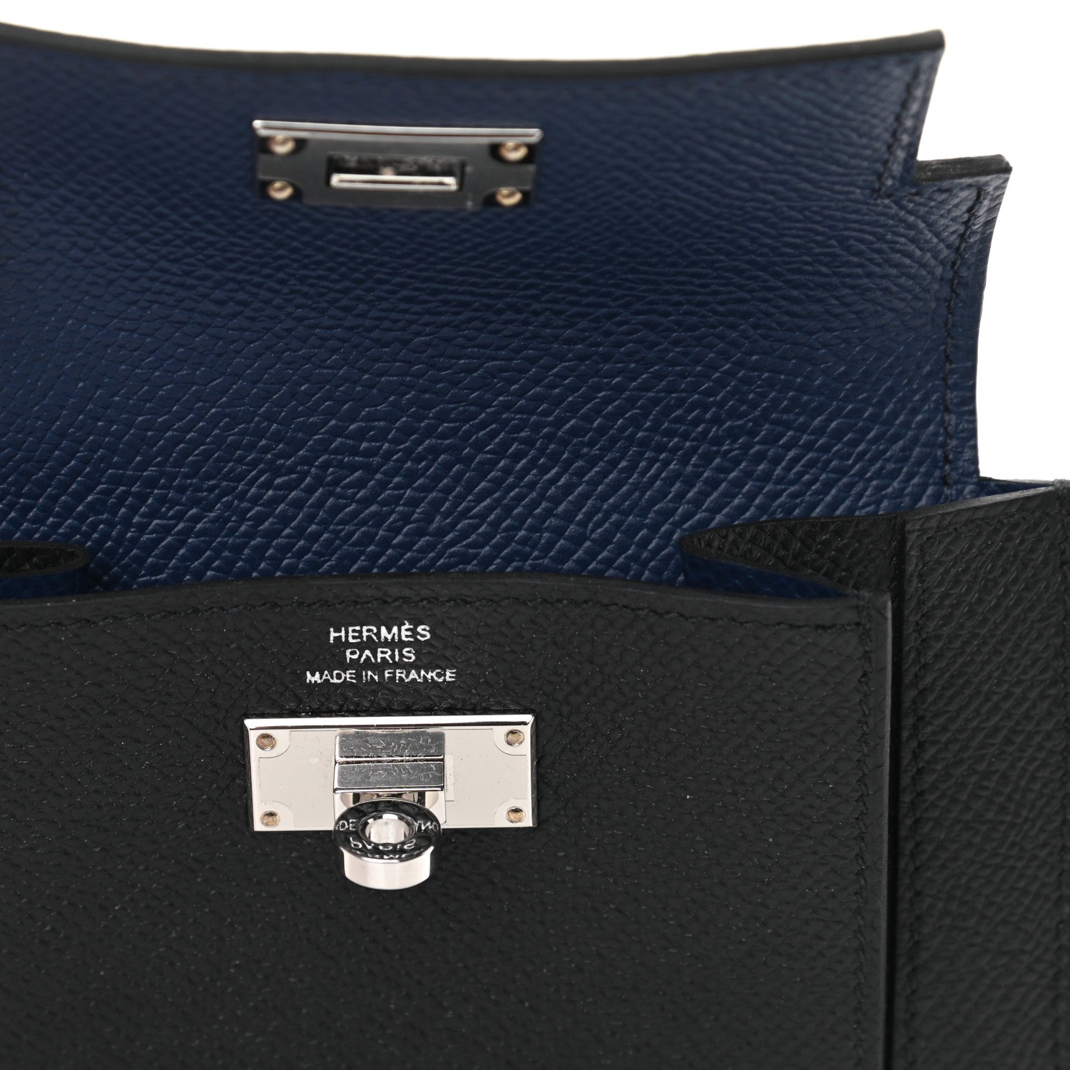Hermes Epsom Tri-Color Kelly Pocket Compact Wallet Rouge Sellier Black Bleu Saphir 6 of 9