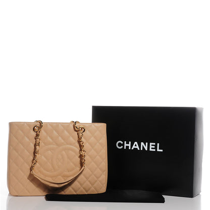 Chanel Caviar Quilted Grand Shopping Tote GST Beige Clair 5 of 8