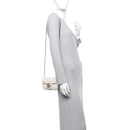 Gucci Calfskin Matelasse Aria Super Mini GG Marmont Shoulder Bag Mystic White 2 of 11