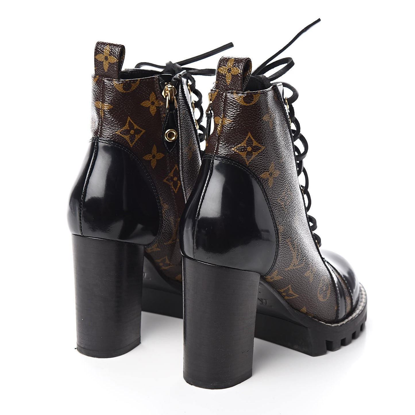 Patent Calfskin Monogram Star Trail Ankle Boots 37.5 Black
