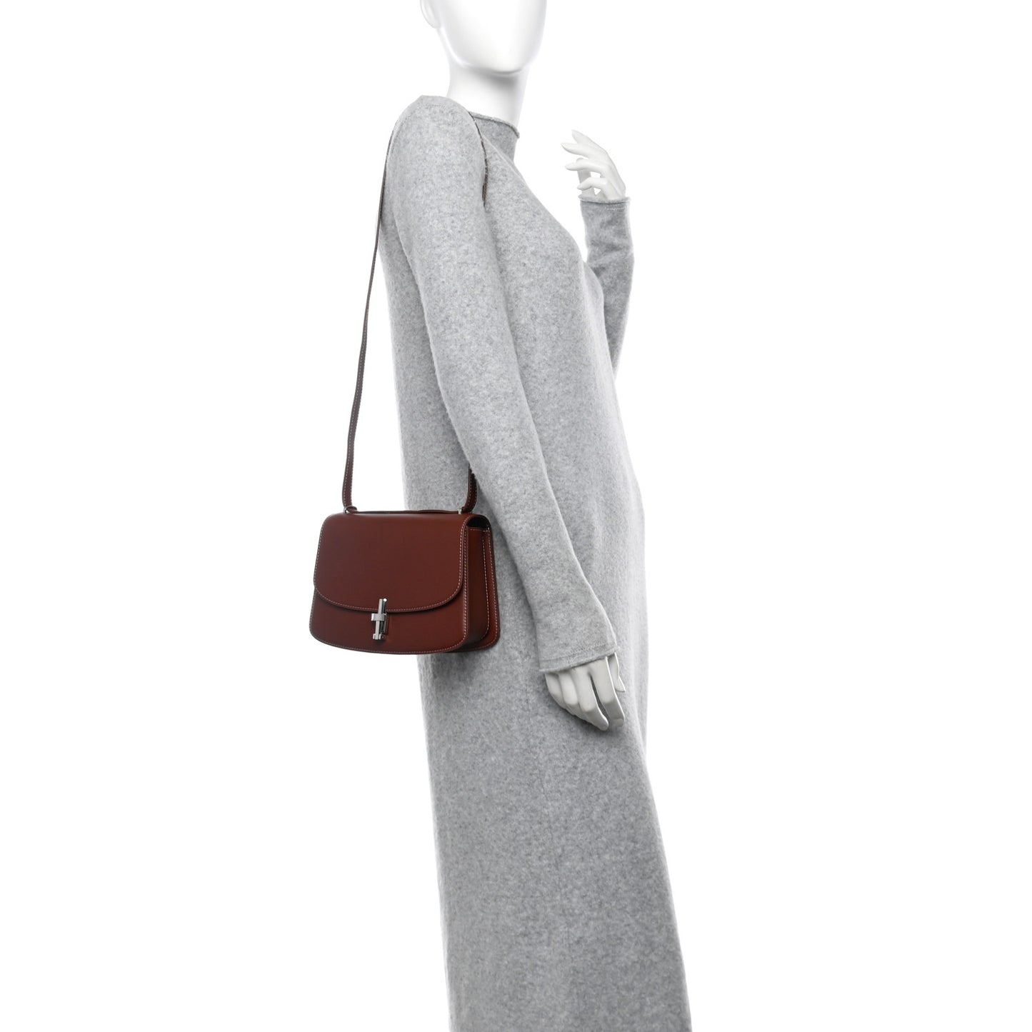 Polished Saddle Calfskin The Sofia 8.75 Crossbody Cherry Wood