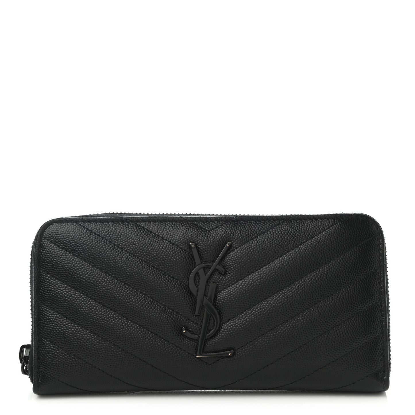 Grain De Poudre Matelasse Chevron Monogram Zip Around Wallet Black