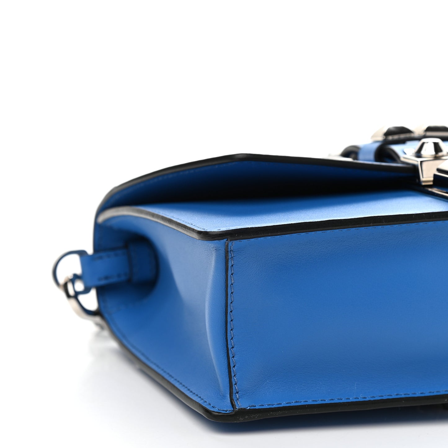 Saffiano City Calfskin Studded Small Elektra Shoulder Bag Blue