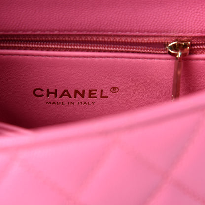 Chanel Caviar Lizard Embossed Quilted Mini Coco Handle Flap Pink 9 of 10