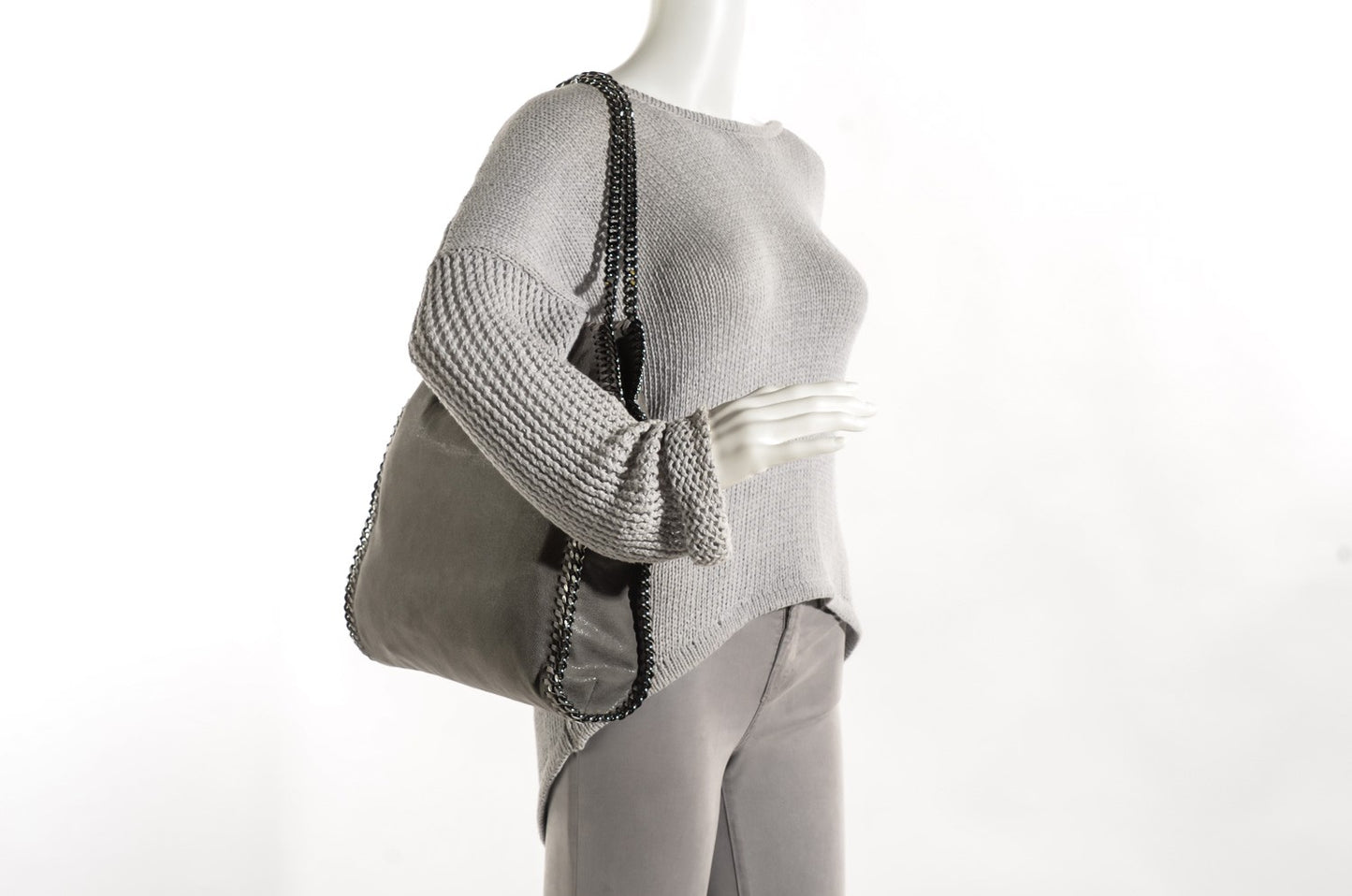 Shaggy Deer Small Falabella Tote Light Grey