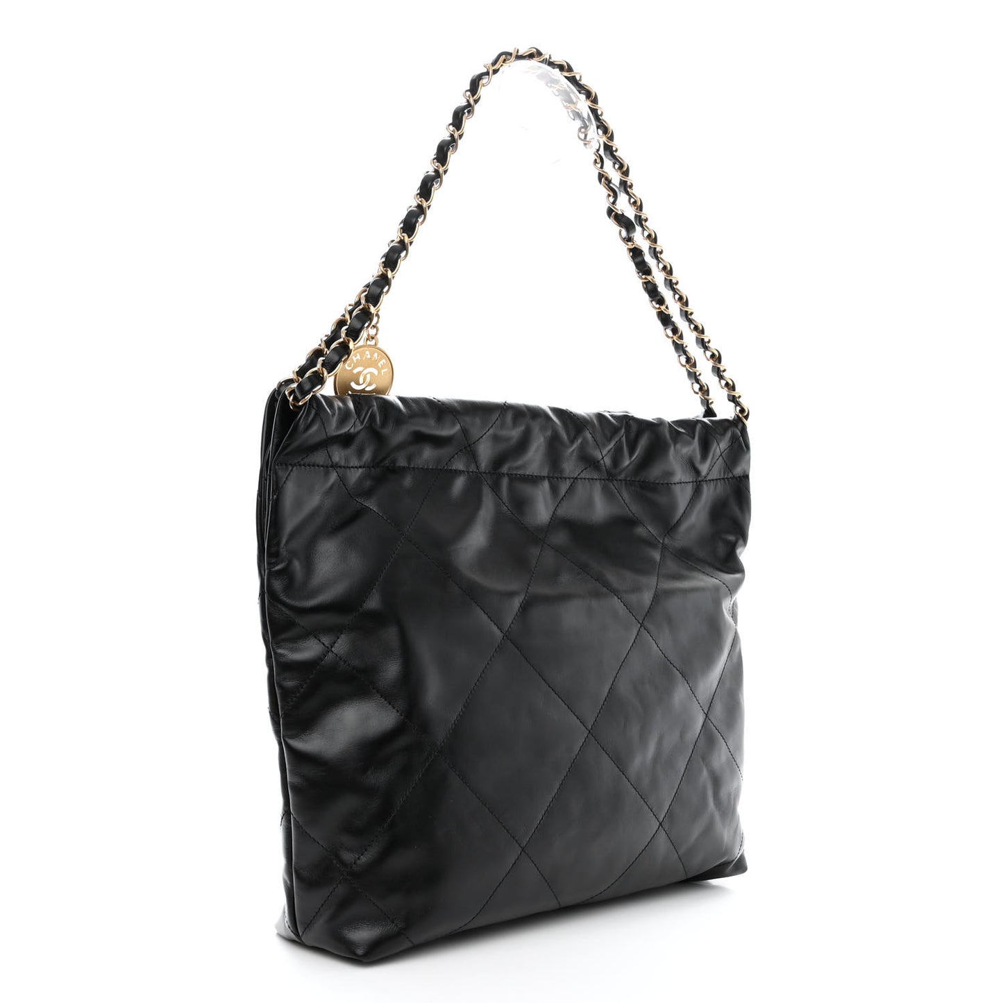 Shiny Calfskin Quilted Small Chanel 22 Black
