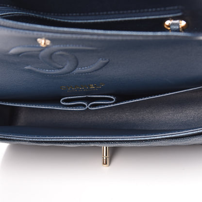 Chanel Iridescent Caviar Quilted Medium Double Flap Dark Blue 8 of 11