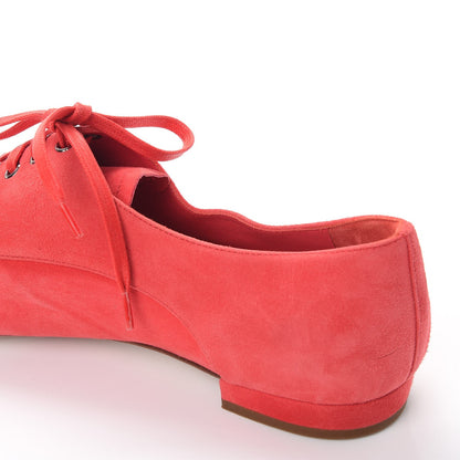 Miu Miu Suede Lace Up Oxford Flats 37 Coral 11 of 11