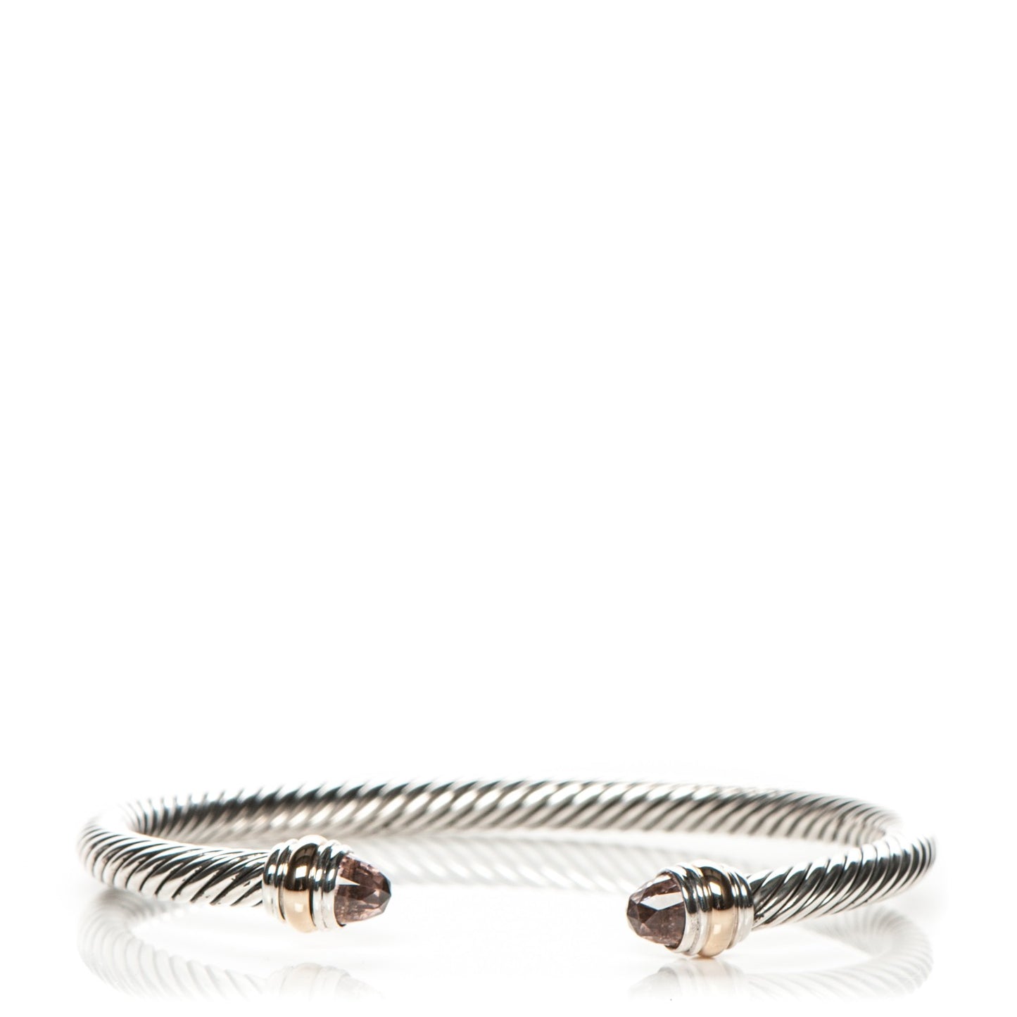 Sterling Silver 14K Yellow Gold Morganite 5mm Cable Classics Bracelet