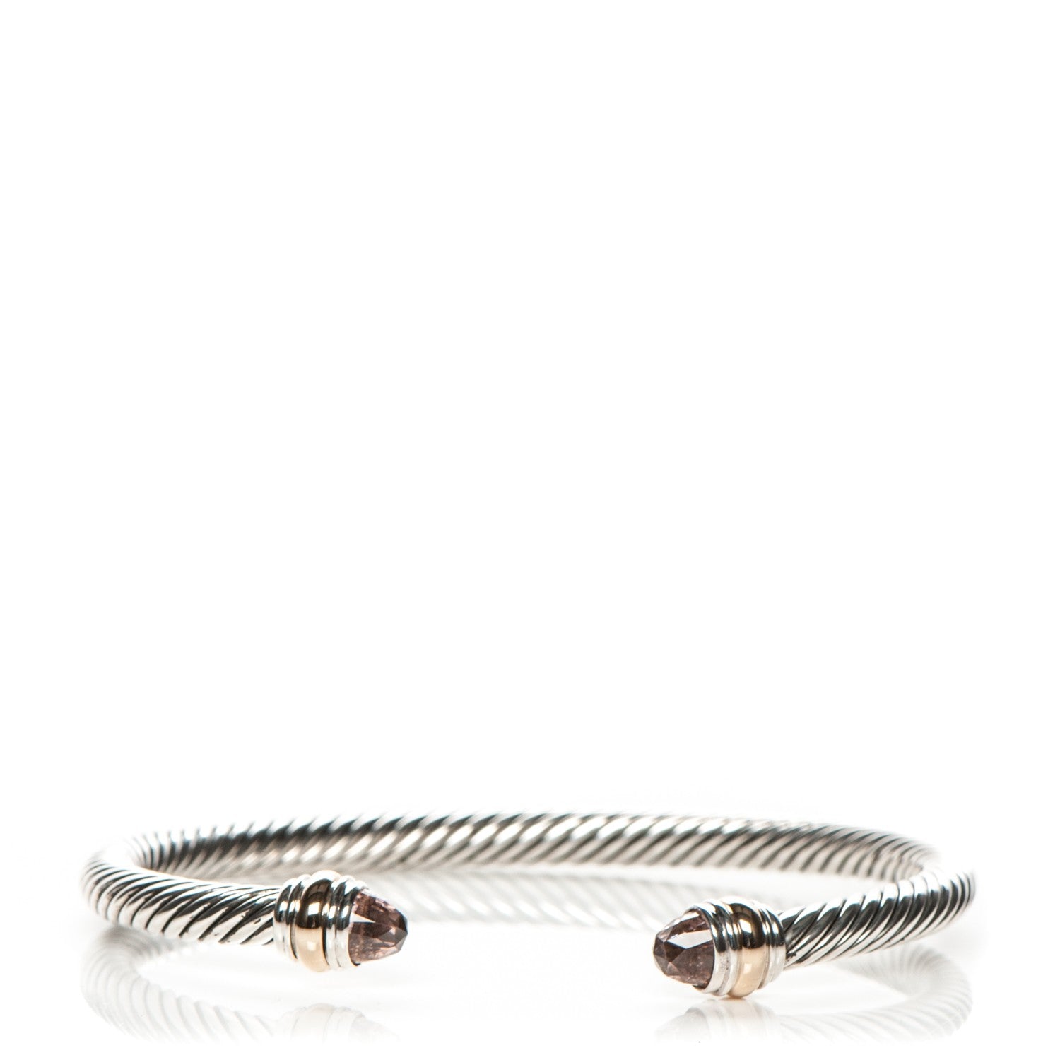 David Yurman Sterling Silver 14K Yellow Gold Morganite 5mm Cable Classics Bracelet 1 of 5