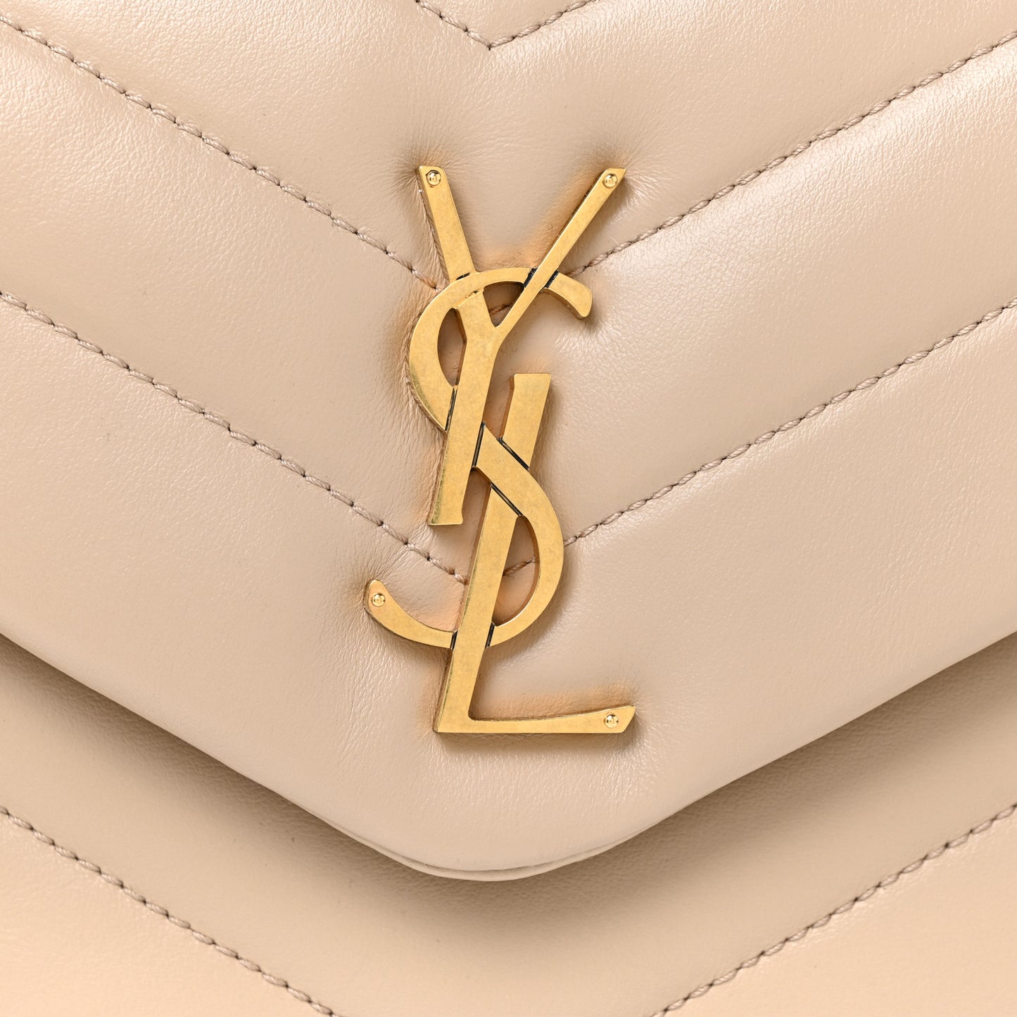 Calfskin Y Quilted Monogram Small Loulou Chain Satchel Dark Beige