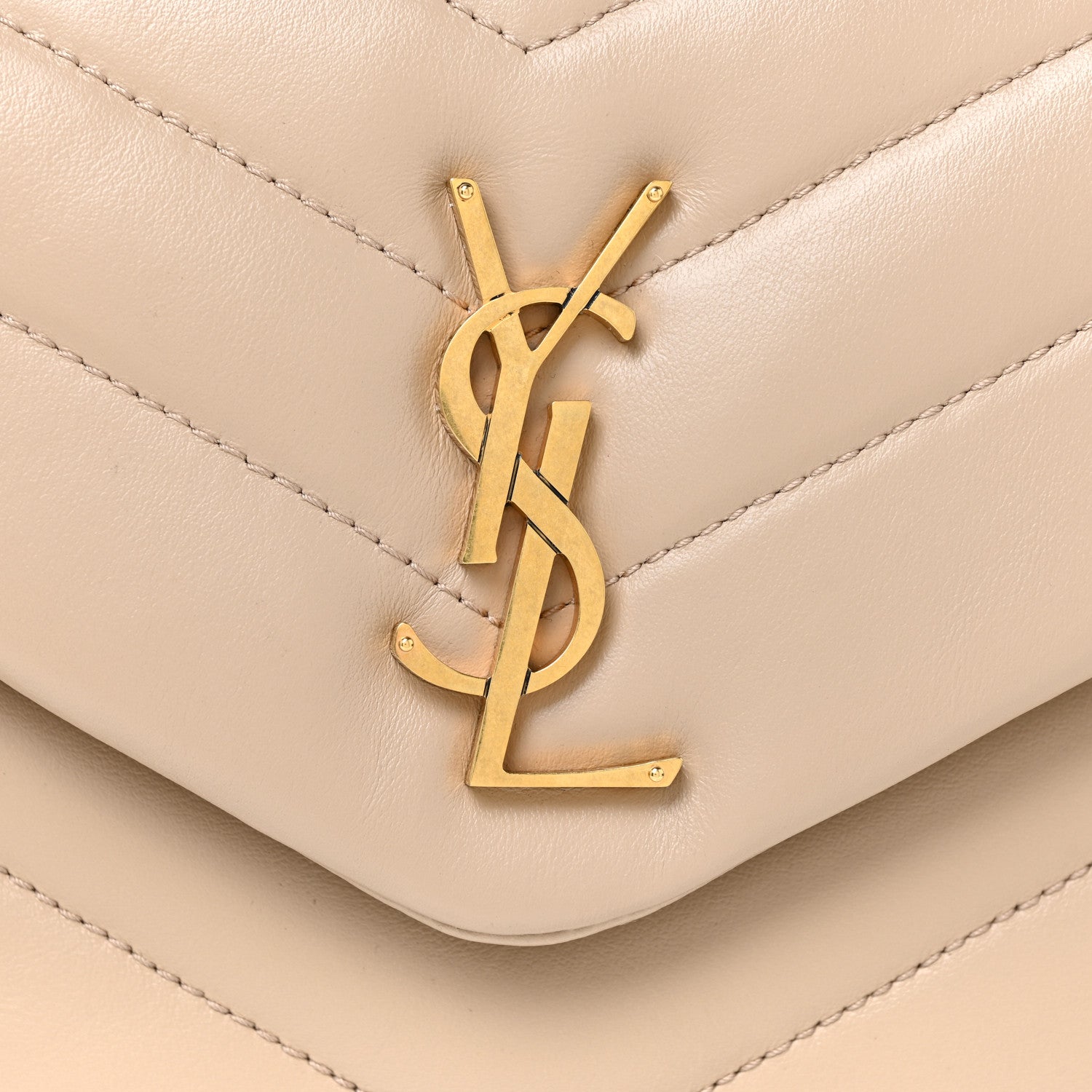 Saint Laurent Calfskin Y Quilted Monogram Small Loulou Chain Satchel Dark Beige 9 of 14