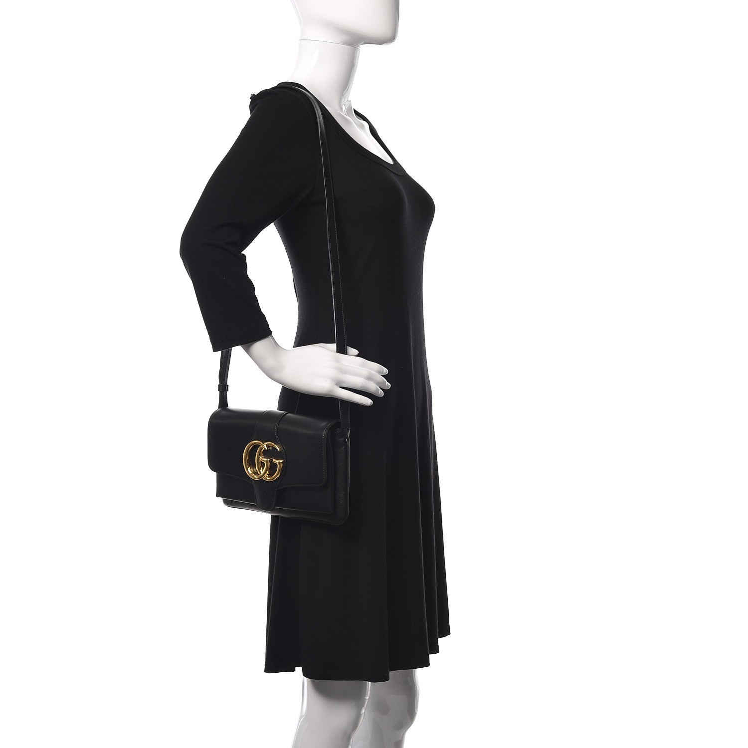 Gucci Vitello Palmellato Lux Small Arli Flap Shoulder Bag Black 2 of 9