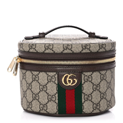 Gucci GG Supreme Monogram Textured Calfskin Web Ophidia Vanity Cosmetic Case Beige Ebony New Acero 1 of 13