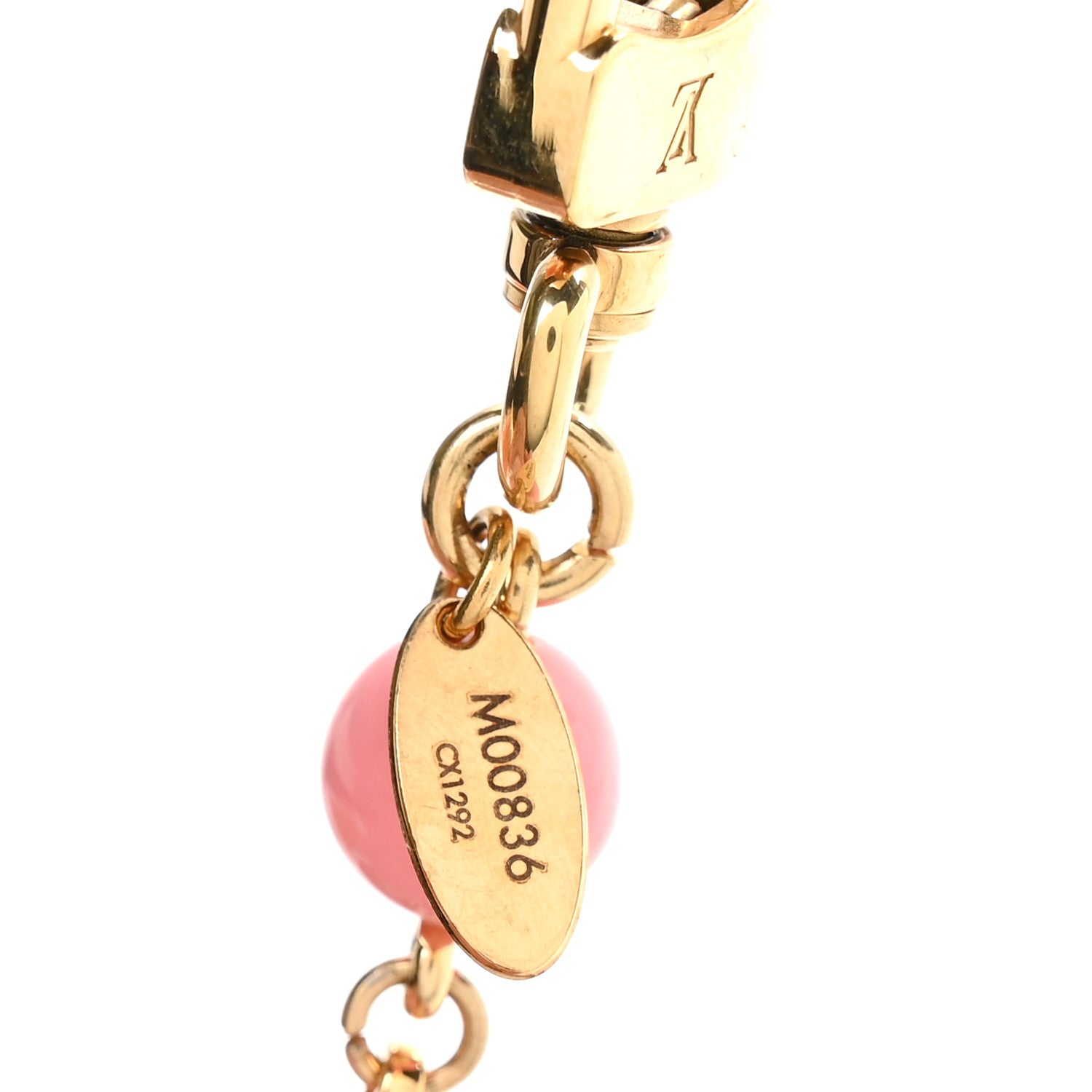 Louis Vuitton Resin Wood Vivienne Bag Charm Fuchsia Ecru White Caramel 4 of 5