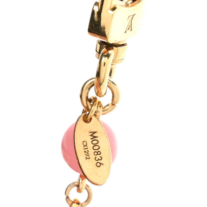 Louis Vuitton Resin Wood Vivienne Bag Charm Fuchsia Ecru White Caramel 4 of 5