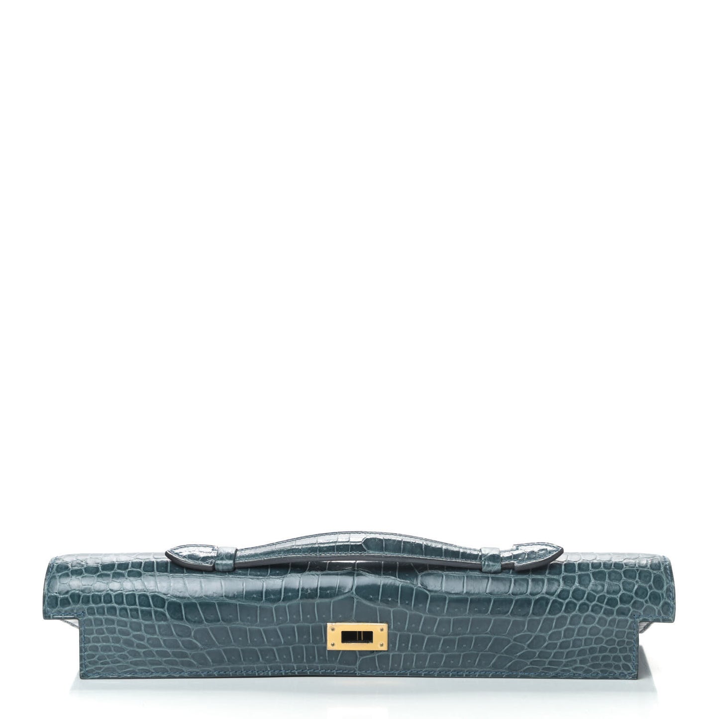 Shiny Porosus Crocodile Kelly Cut Pochette Colvert