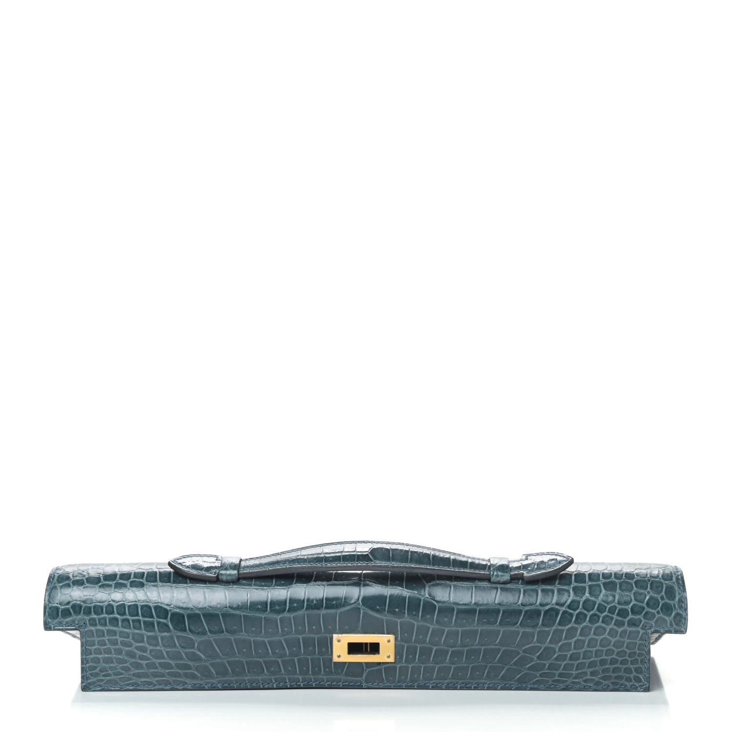 Hermes Shiny Porosus Crocodile Kelly Cut Pochette Colvert 13 of 23