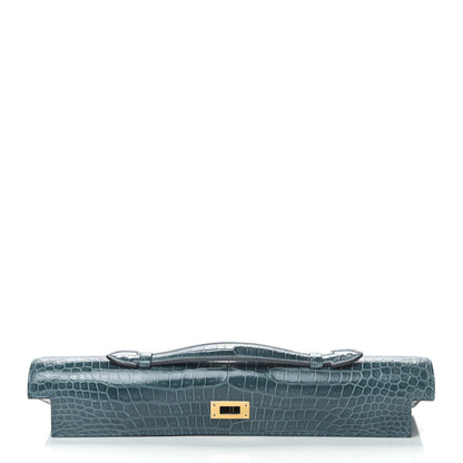 Hermes Shiny Porosus Crocodile Kelly Cut Pochette Colvert 13 of 23