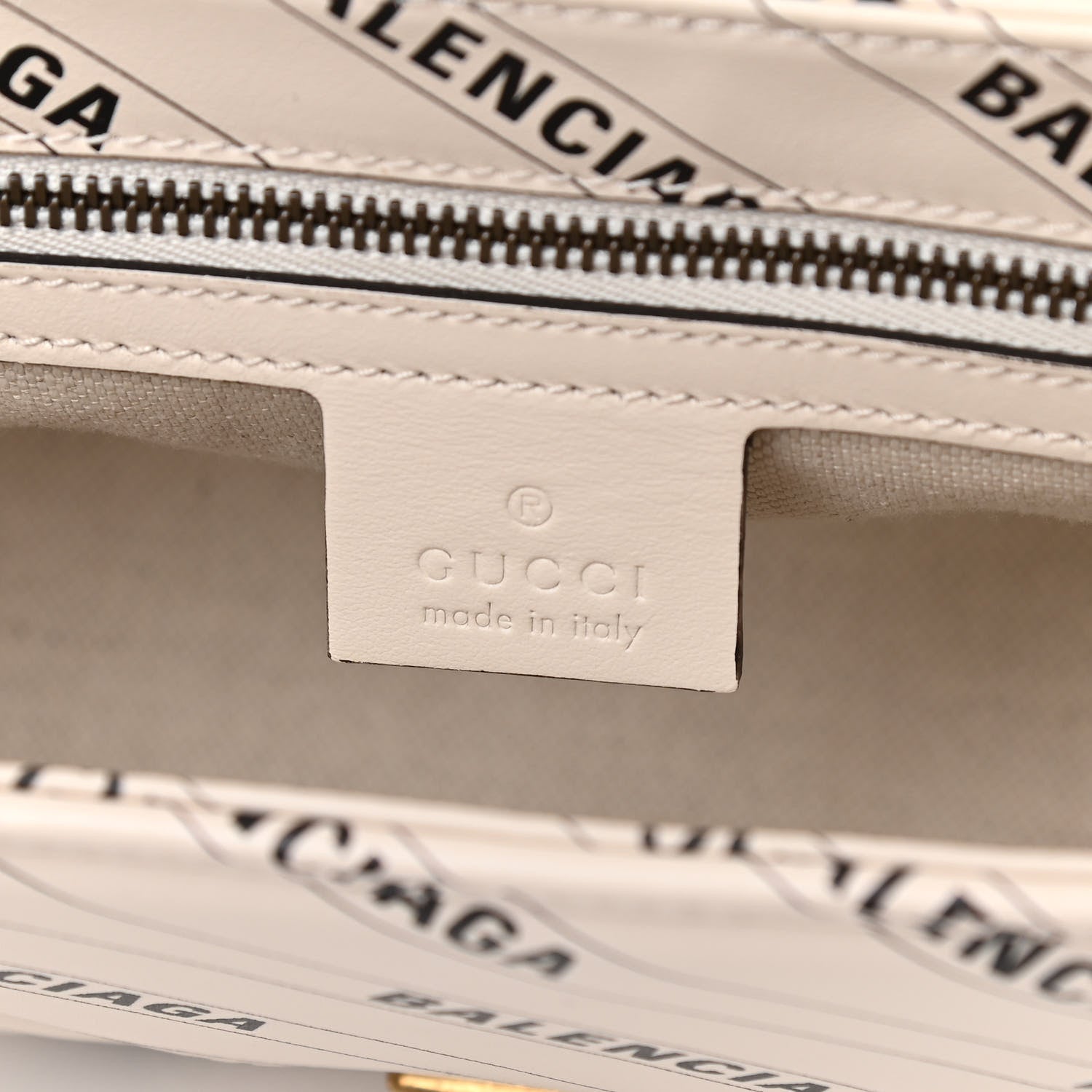 Gucci X BALENCIAGA Calfskin Matelasse Logo Print Small GG Marmont Shoulder Bag White 6 of 10