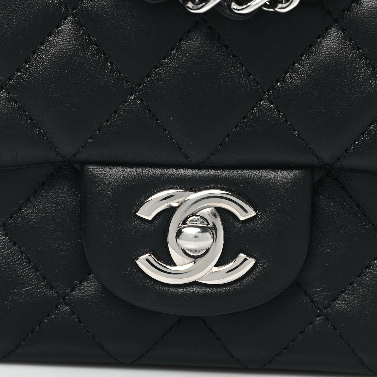 Lambskin Quilted Mini Rectangular Flap Black