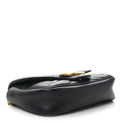 Gucci Calfskin Matelasse Super Mini GG Marmont Shoulder Bag Black 4 of 9