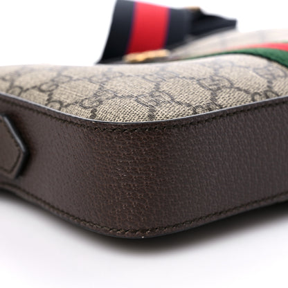 Gucci GG Supreme Monogram Textured Dollar Calfskin Web Ophidia Wristlet Shoulder Bag Beige Ebony New Acero 10 of 15