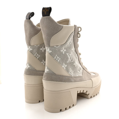 Louis Vuitton Suede Calfskin Laureate Platform Desert Boots 38 Taupe 4 of 10