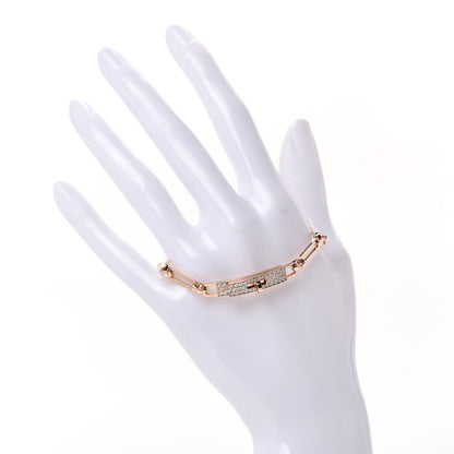 Hermes 18K Rose Gold Diamond Pave PM Kelly Chaine Bracelet XS 2 of 5