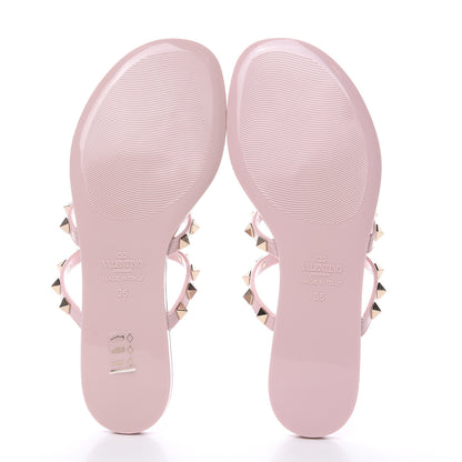 Valentino Garavani PVC Jelly Rockstud Caged Flat Thong Sandals 36 Water Rose 5 of 8