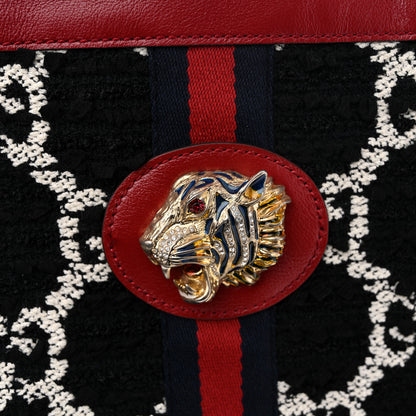 Gucci Tweed GG Monogram Large Rajah Chain Tote Romantic Cherry Black White 13 of 14
