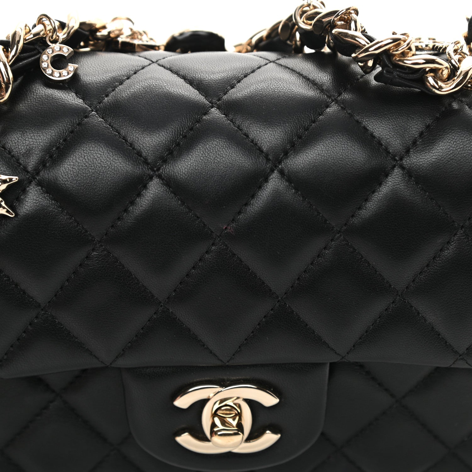 Chanel Lambskin Quilted Mini Coco Charms Rectangular Flap Black 17 of 17