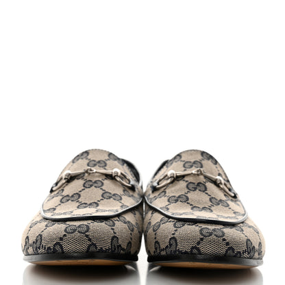 Gucci Monogram Malaga Kid Horsebit Womens Jordaan Loafers 39 Beige Blue 2 of 8