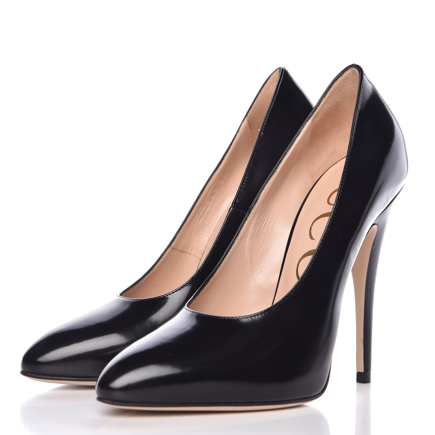 Gucci Polished Calfskin Removable Pearly Bow Elaisa Platform High Heel Pumps 36 Black 6 of 13