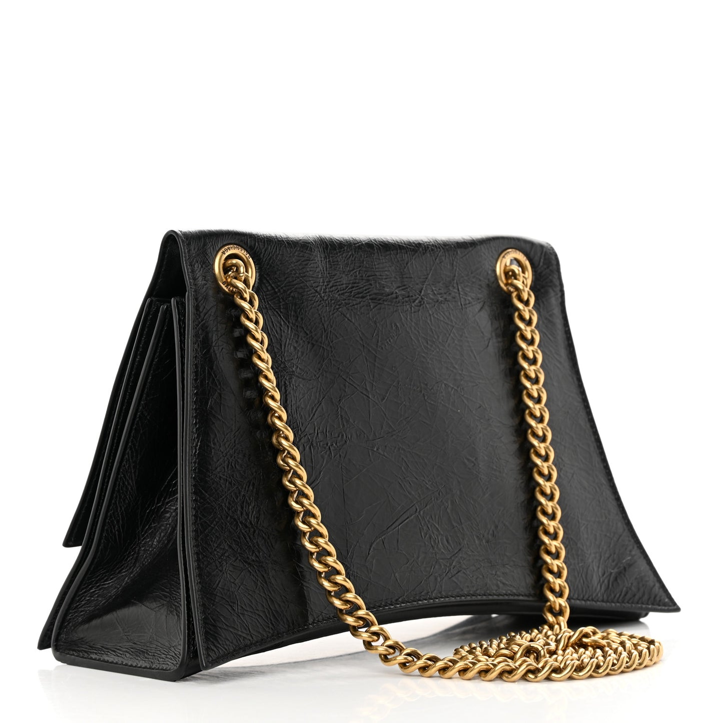 Crushed Calfskin Medium Crush Chain Bag Black