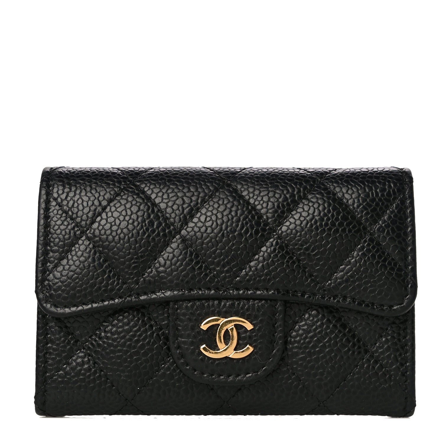 Chanel Caviar Quilted Flap Card Holder Wallet Black 1 of 11
