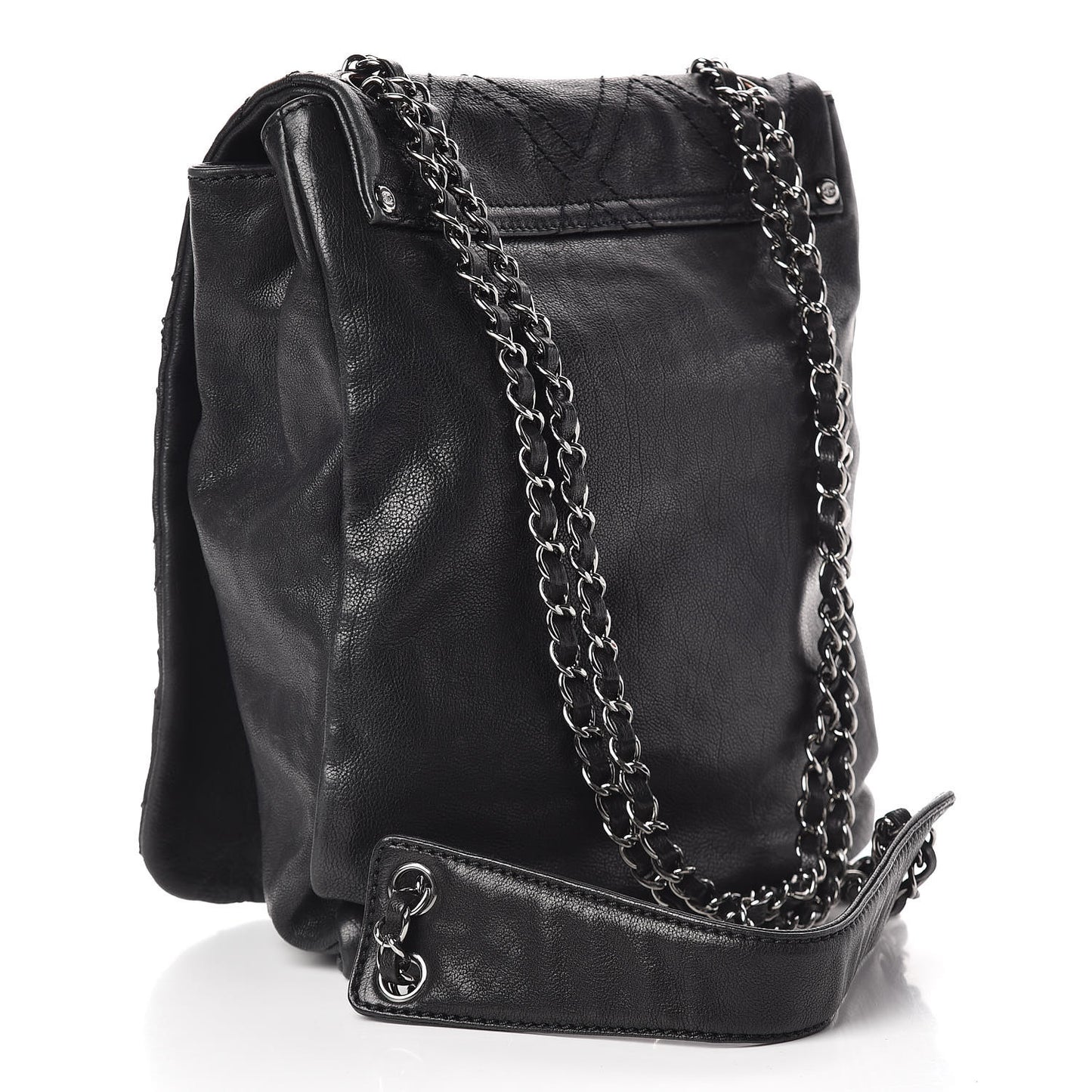 Calfskin Diamond Stitch Large Messenger Black