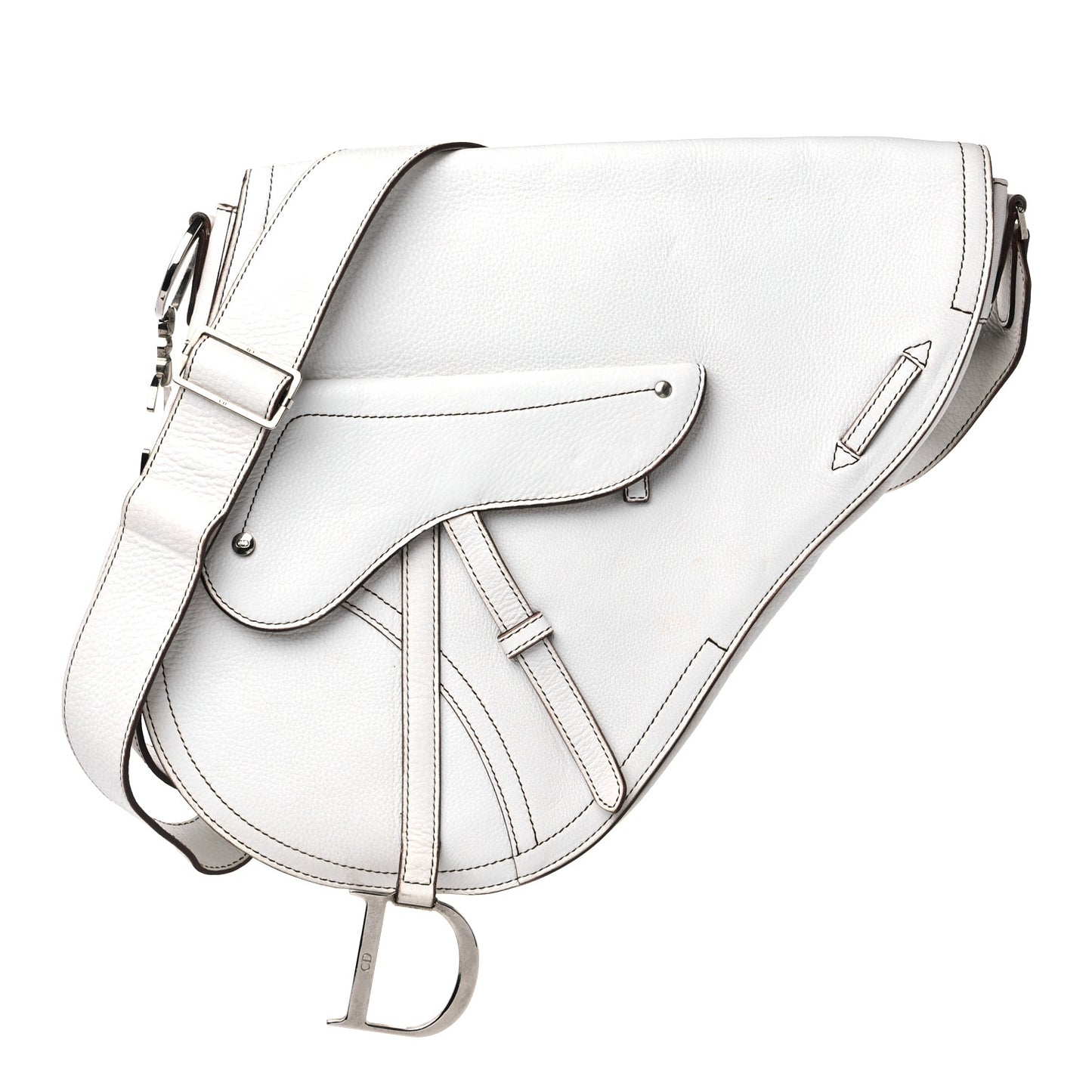 Calfskin Baudrier Saddle Bag White
