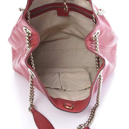 Gucci Pebbled Calfskin Medium Soho Chain Shoulder Bag Tabasco Red 5 of 17