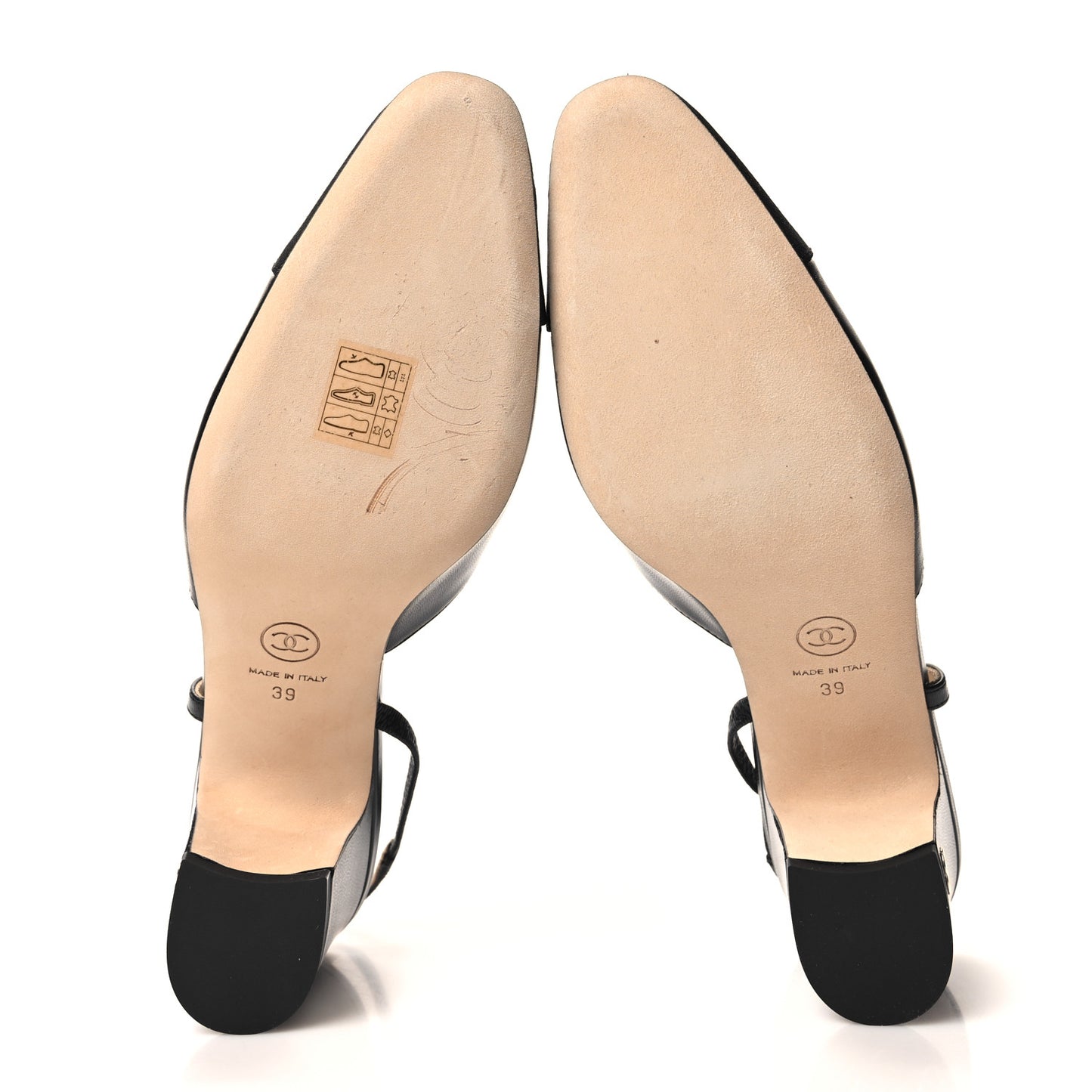 Goatskin Grosgrain Cap Toe CC Slingback Sandals 39 Black
