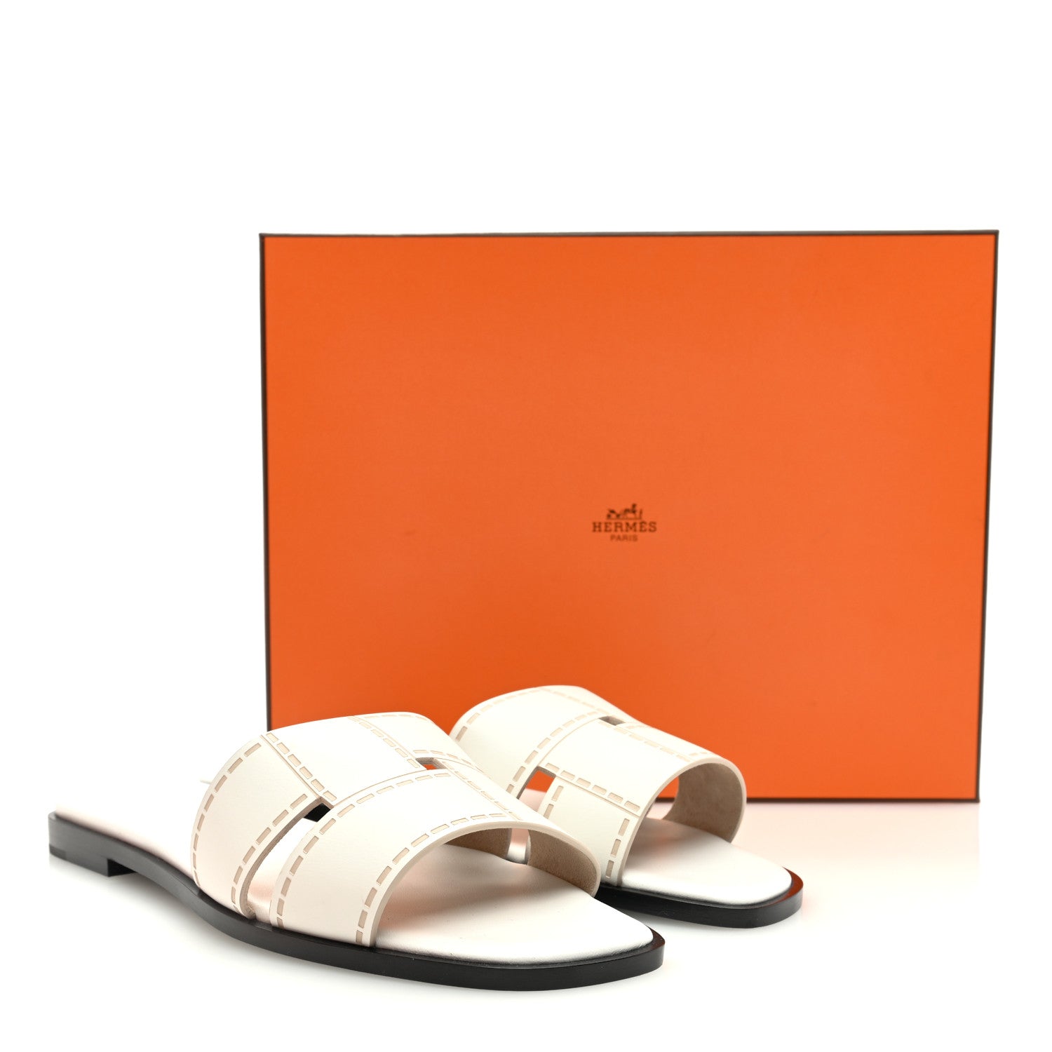 Hermes Calfskin Mosaique Idioma Sandals 38 White 8 of 8