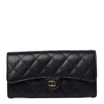 Chanel Caviar Quilted Large Gusset Flap Wallet Black 1 of 10
