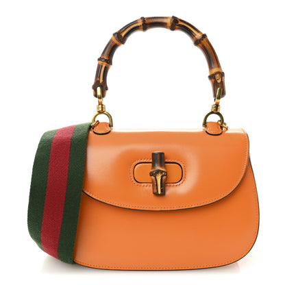 Gucci Boarded Dyana Lux Calfskin Web Small Bamboo 1947 Top Handle Bag Marigold Yellow 1 of 11