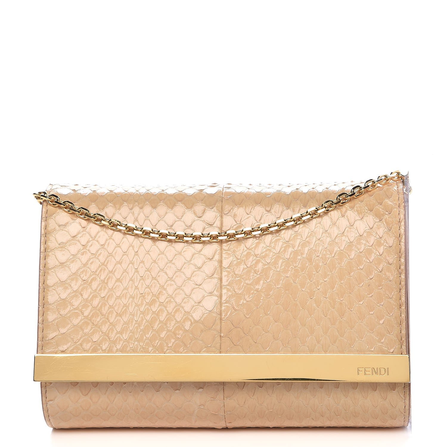 Fendi Snakeskin Mini Rush Clutch Blush 1 of 8