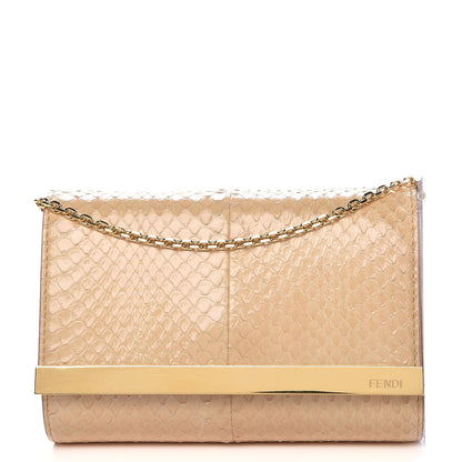 Fendi Snakeskin Mini Rush Clutch Blush 1 of 8