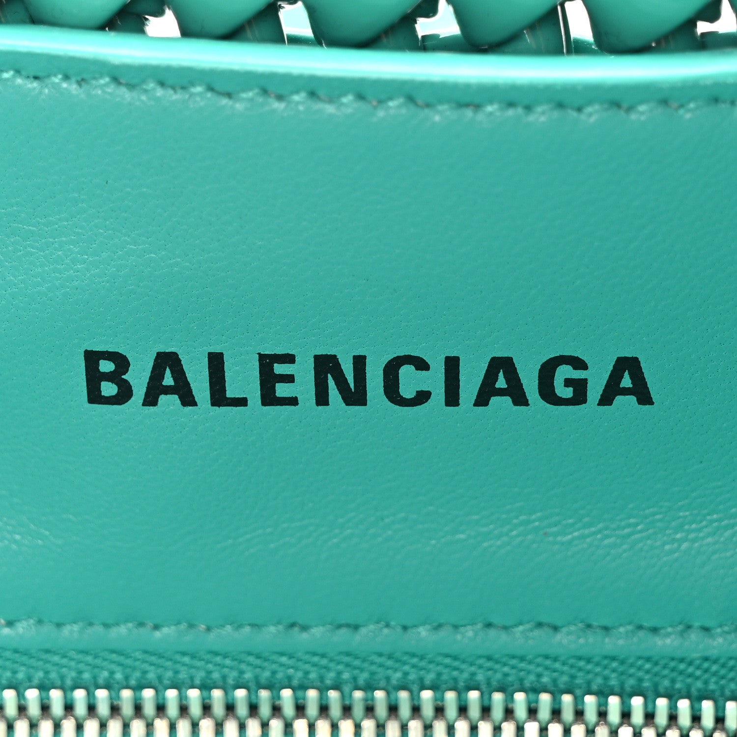 Balenciaga Faux Calfskin Braided Varnished XXS Bistro Basket Green 6 of 9
