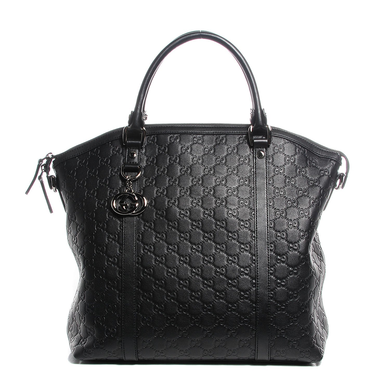 Gucci Guccissima Large GG Charm Convertible Dome Satchel Black 1 of 7