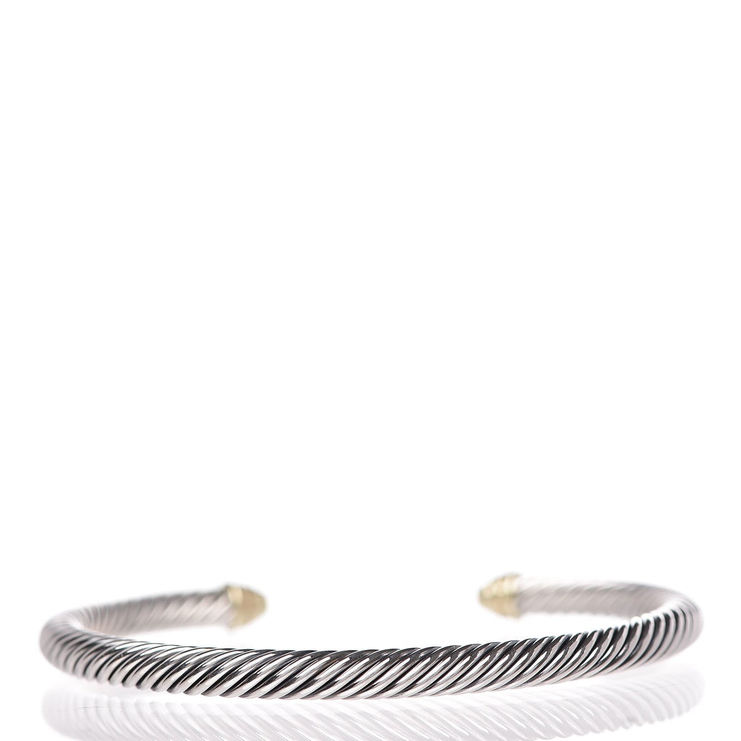 Sterling Silver 18K Yellow Gold Diamond 5mm Cable Classics Bracelet