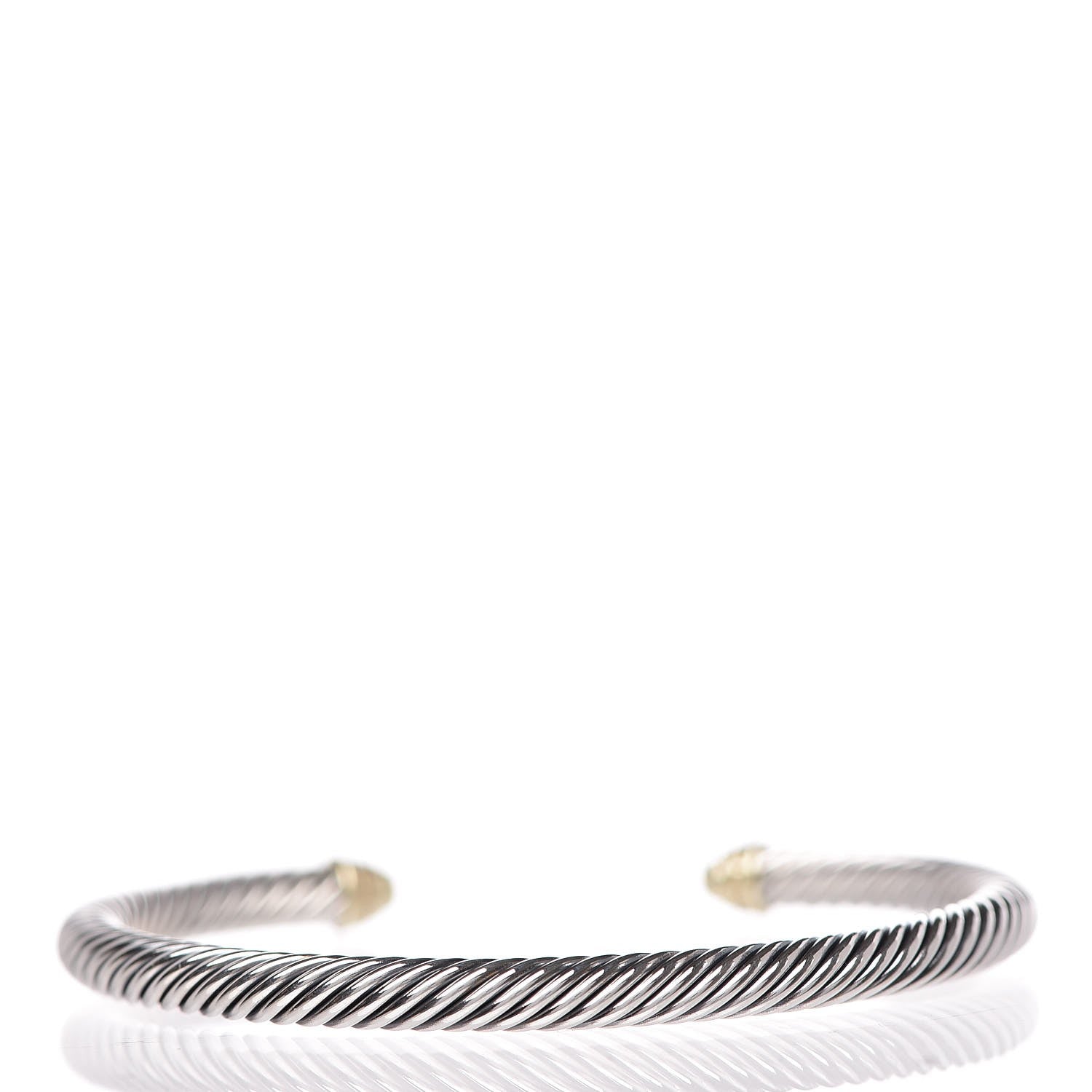 David Yurman Sterling Silver 18K Yellow Gold Diamond 5mm Cable Classics Bracelet 3 of 5